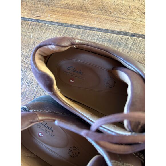 Mens Clarks Un Brawley Lace Oxford Shoes Brown Mahogany Leather 12M - Picture 7 of 13